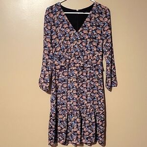 J.‎ Crew Mini Floral Dress 3/4 Sleeve Multicolor Womens Size 6